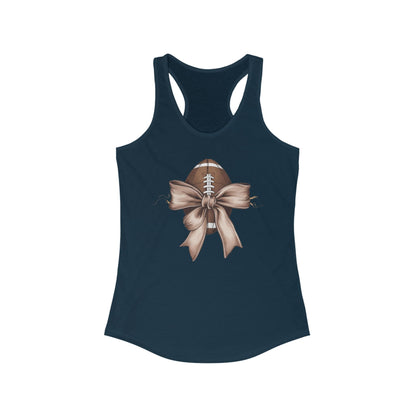 Bow with a Football Women's Racerback Tank Top, Perfect for Game Day, Sports Events, Tailgating, and Everyday Wear