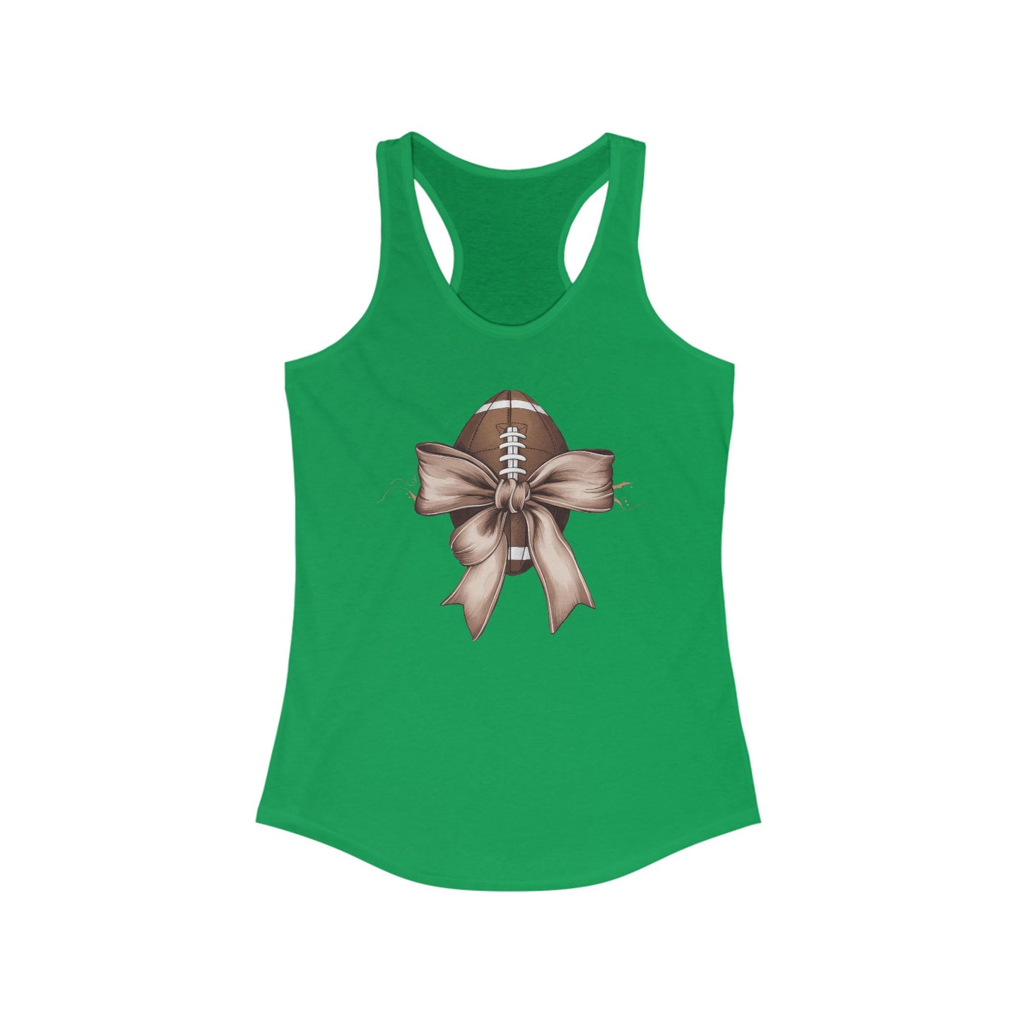 Bow with a Football Women's Racerback Tank Top, Perfect for Game Day, Sports Events, Tailgating, and Everyday Wear