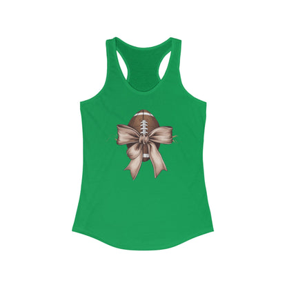 Bow with a Football Women's Racerback Tank Top, Perfect for Game Day, Sports Events, Tailgating, and Everyday Wear