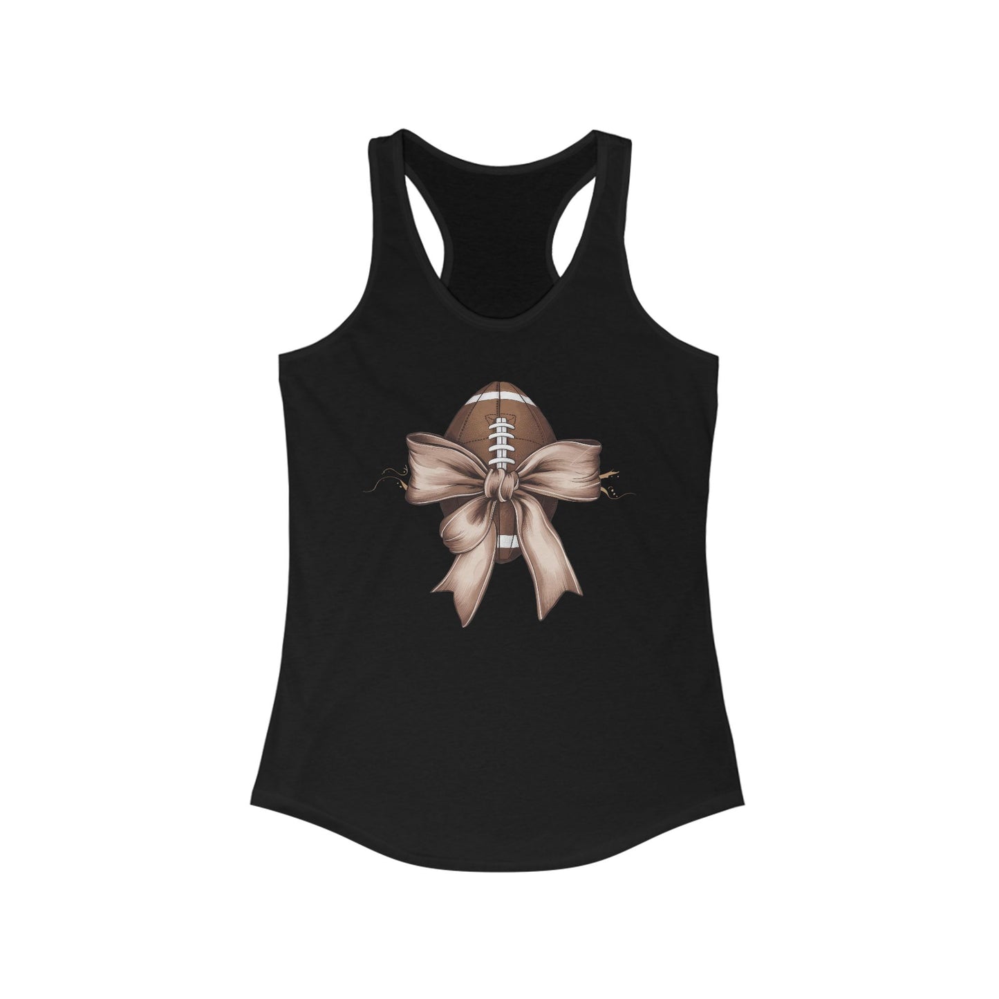 Bow with a Football Women's Racerback Tank Top, Perfect for Game Day, Sports Events, Tailgating, and Everyday Wear