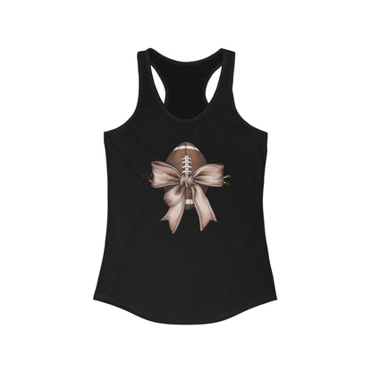 Bow with a Football Women's Racerback Tank Top, Perfect for Game Day, Sports Events, Tailgating, and Everyday Wear
