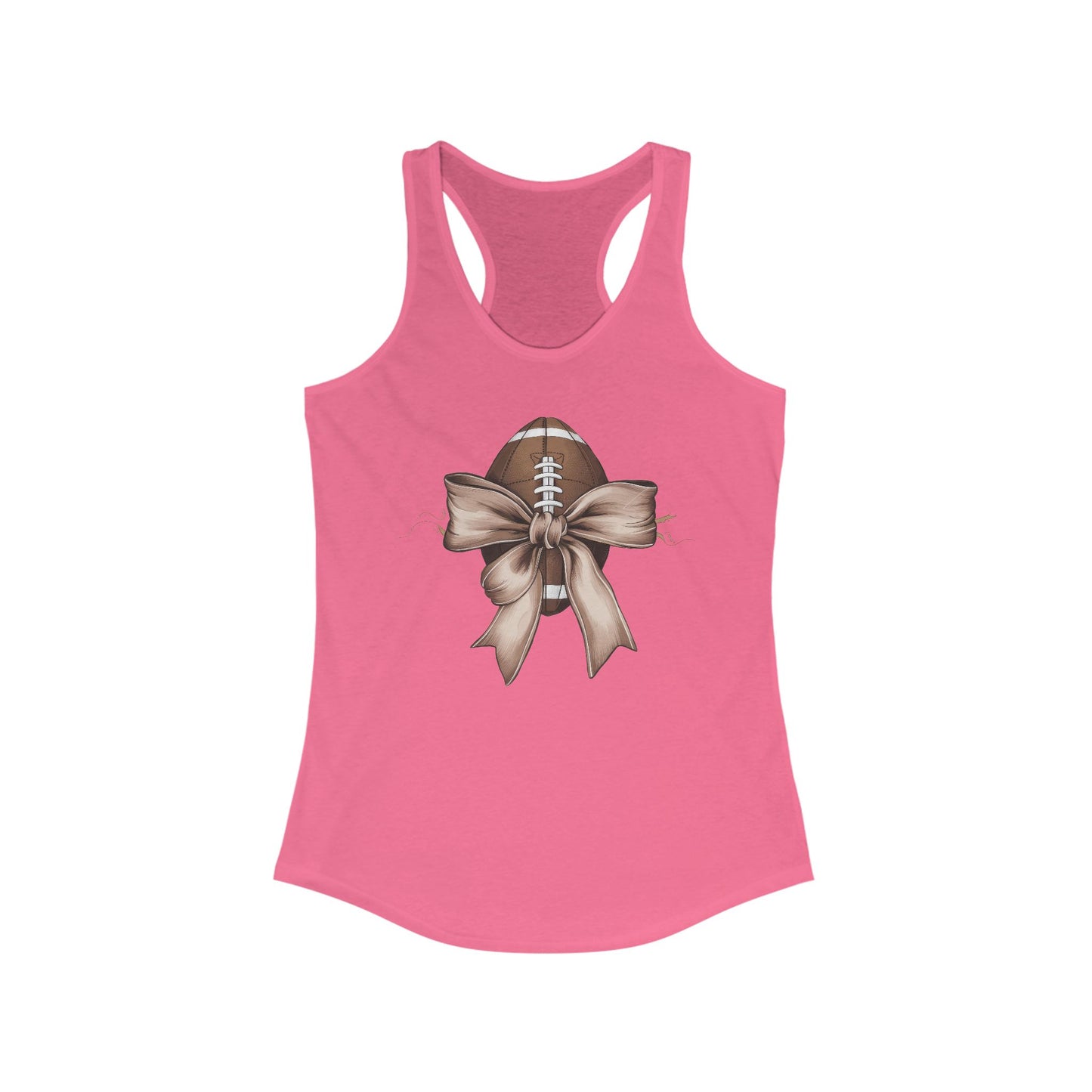 Bow with a Football Women's Racerback Tank Top, Perfect for Game Day, Sports Events, Tailgating, and Everyday Wear