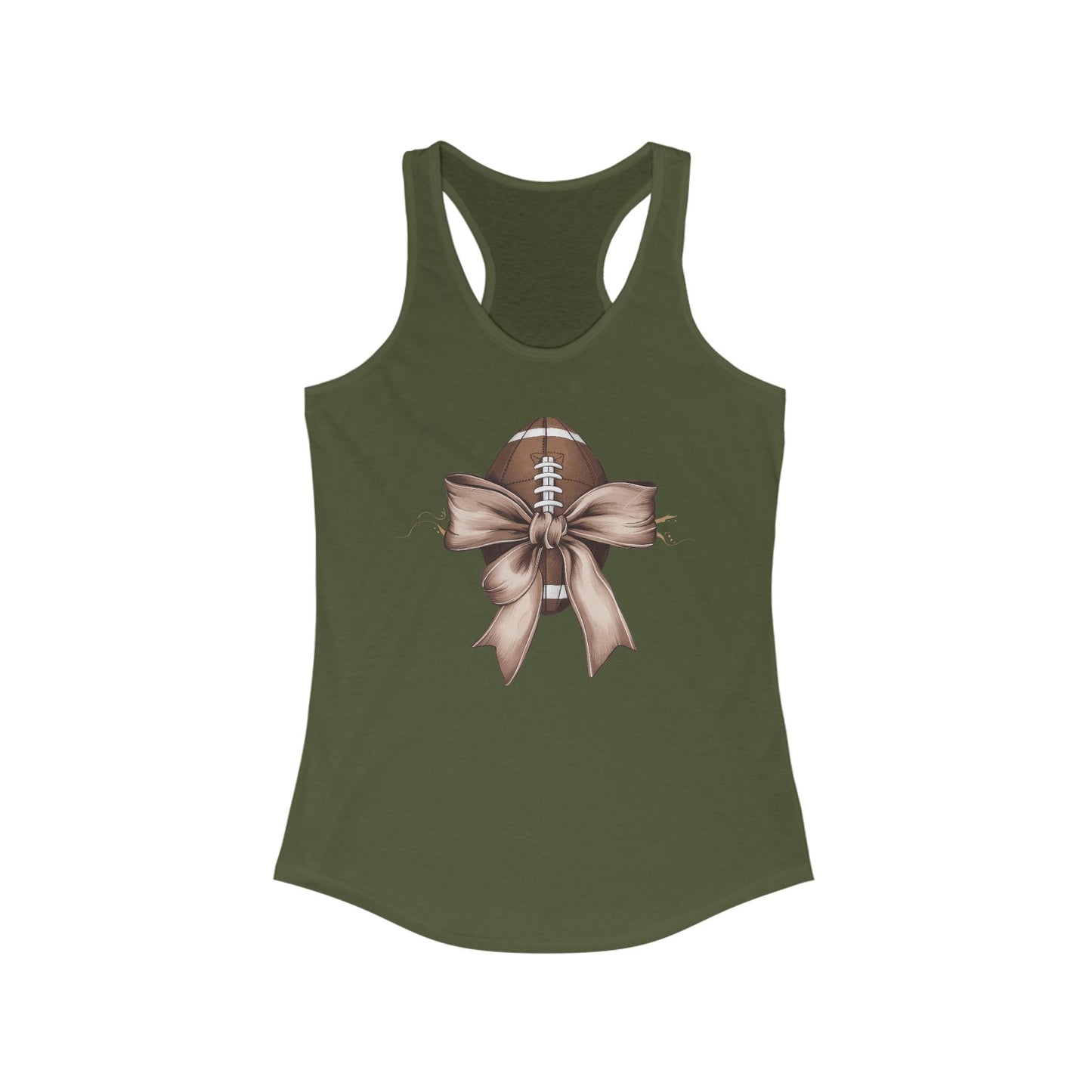 Bow with a Football Women's Racerback Tank Top, Perfect for Game Day, Sports Events, Tailgating, and Everyday Wear