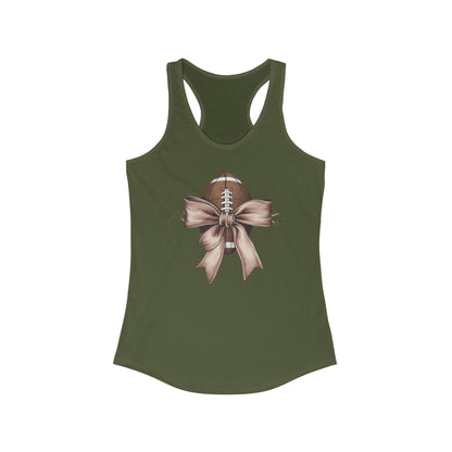 Bow with a Football Women's Racerback Tank Top, Perfect for Game Day, Sports Events, Tailgating, and Everyday Wear