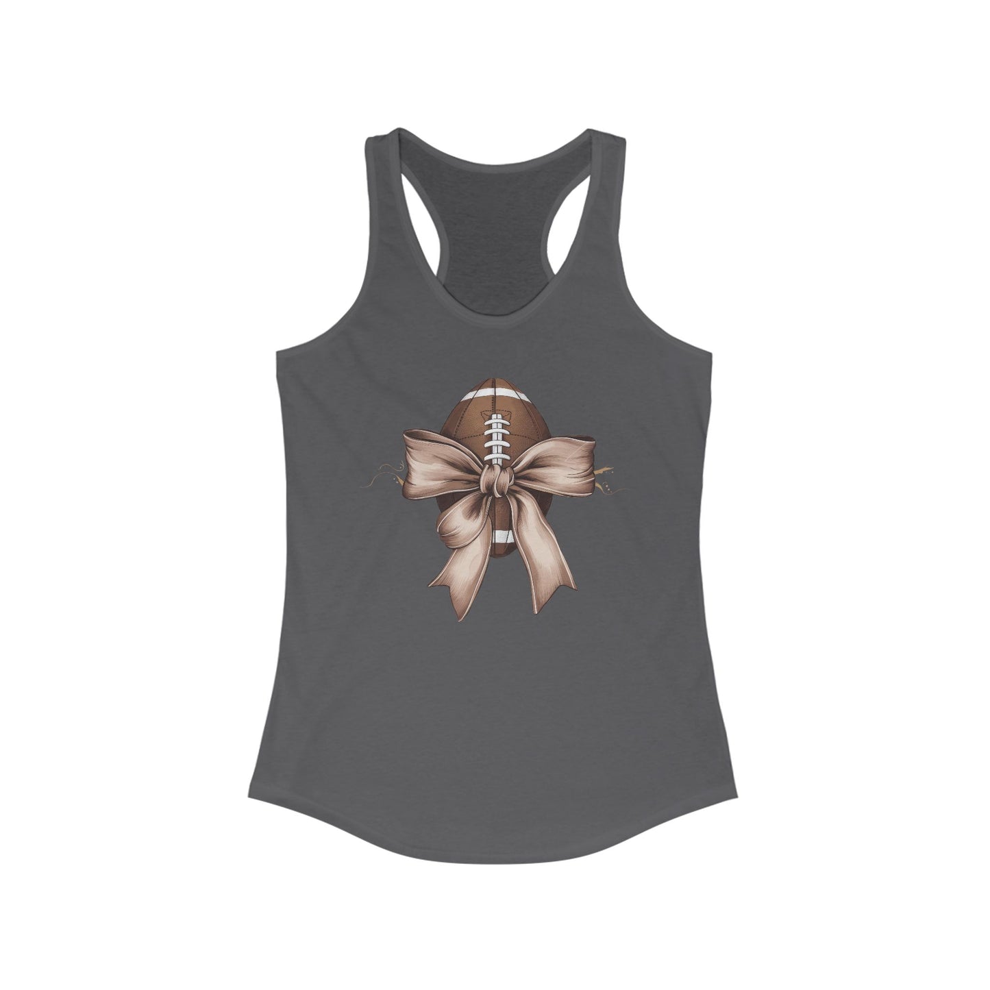 Bow with a Football Women's Racerback Tank Top, Perfect for Game Day, Sports Events, Tailgating, and Everyday Wear