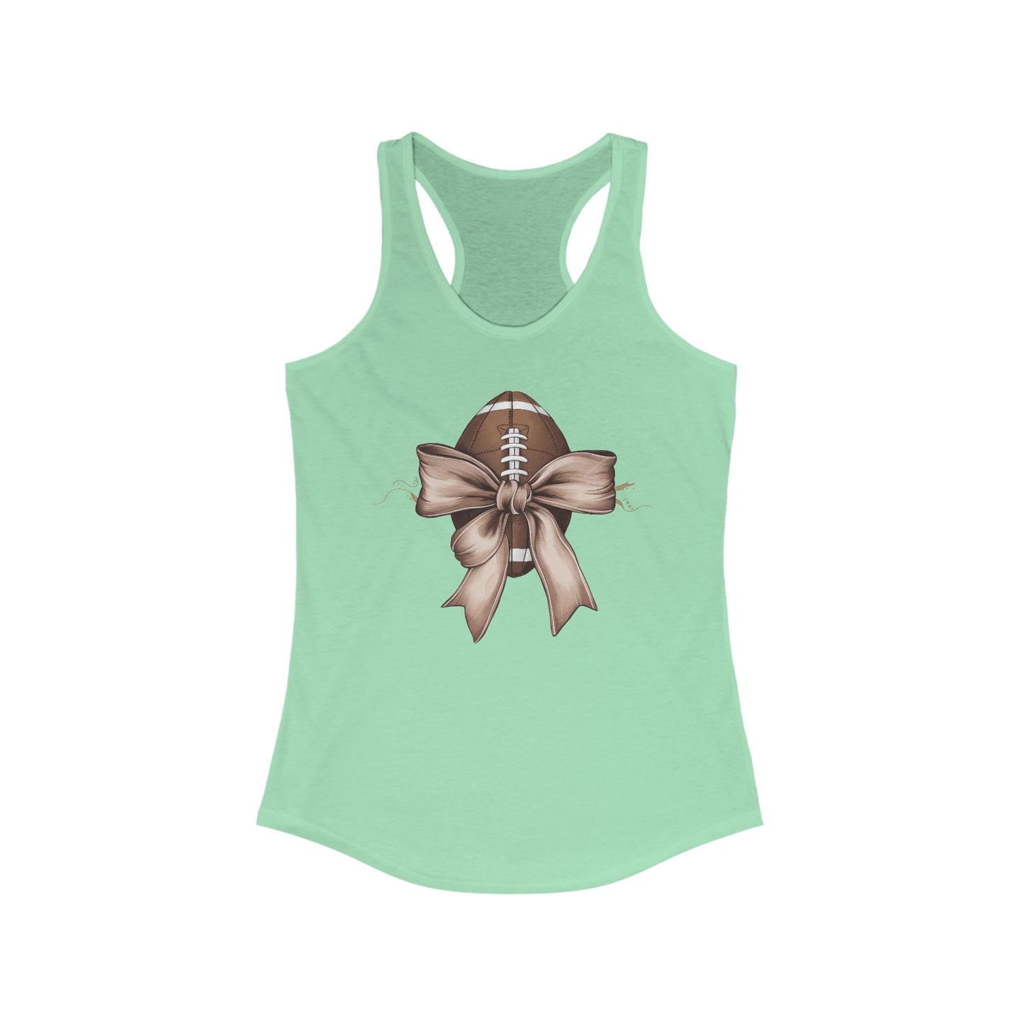 Bow with a Football Women's Racerback Tank Top, Perfect for Game Day, Sports Events, Tailgating, and Everyday Wear