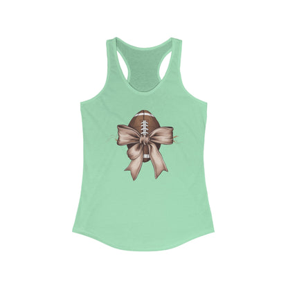 Bow with a Football Women's Racerback Tank Top, Perfect for Game Day, Sports Events, Tailgating, and Everyday Wear