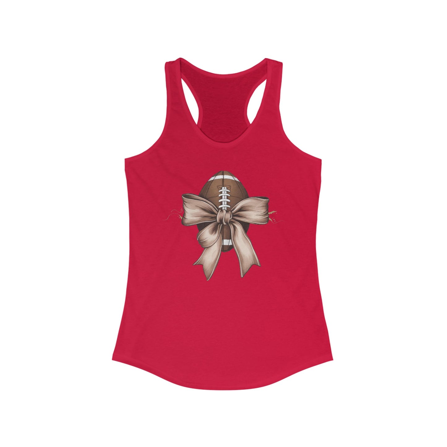 Bow with a Football Women's Racerback Tank Top, Perfect for Game Day, Sports Events, Tailgating, and Everyday Wear