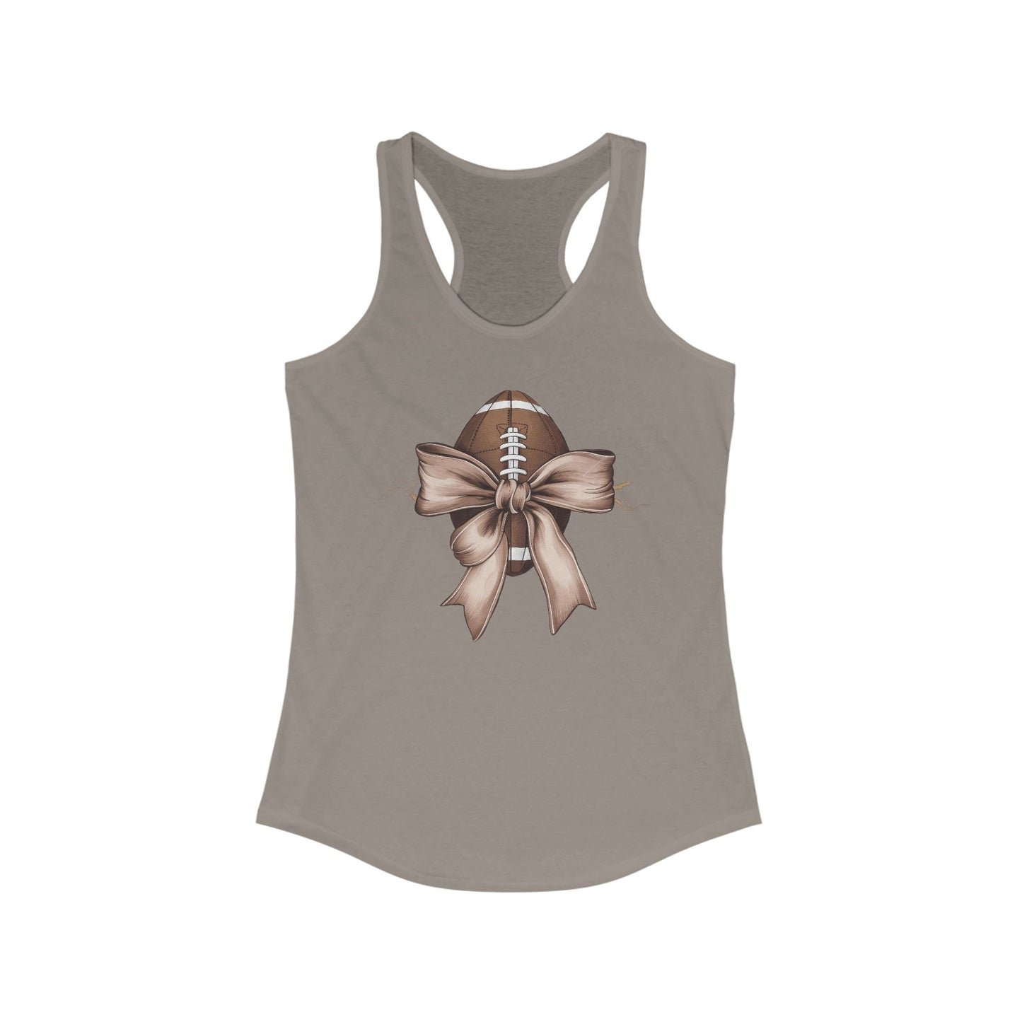 Bow with a Football Women's Racerback Tank Top, Perfect for Game Day, Sports Events, Tailgating, and Everyday Wear