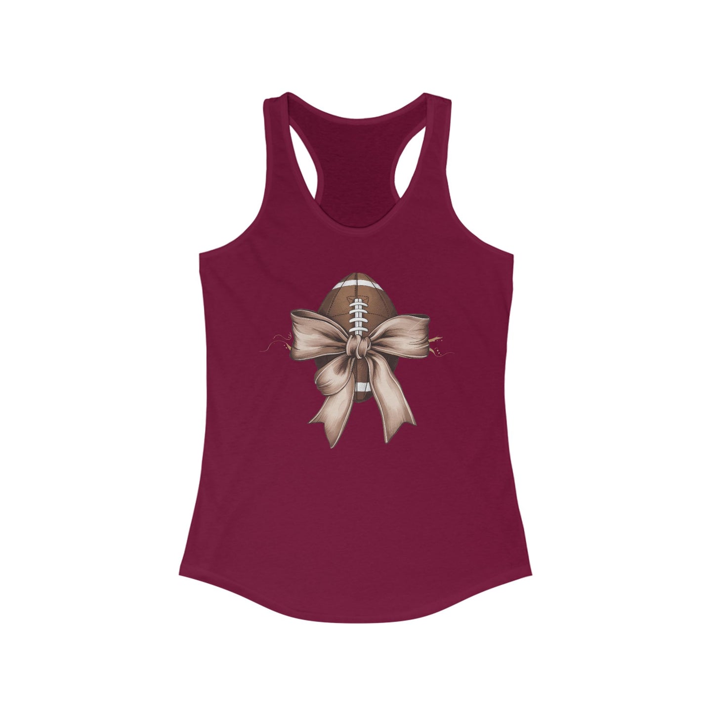 Bow with a Football Women's Racerback Tank Top, Perfect for Game Day, Sports Events, Tailgating, and Everyday Wear