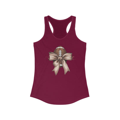 Bow with a Football Women's Racerback Tank Top, Perfect for Game Day, Sports Events, Tailgating, and Everyday Wear