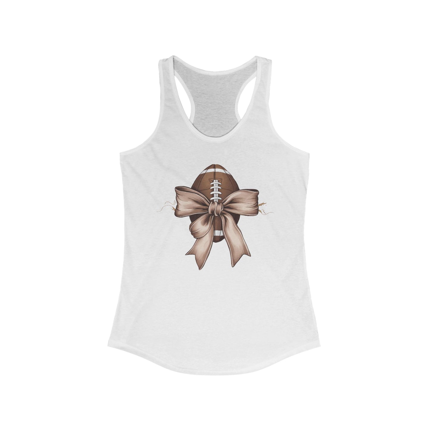 Bow with a Football Women's Racerback Tank Top, Perfect for Game Day, Sports Events, Tailgating, and Everyday Wear