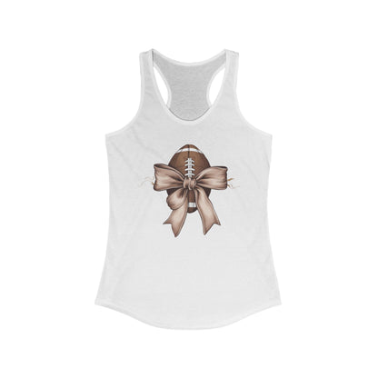 Bow with a Football Women's Racerback Tank Top, Perfect for Game Day, Sports Events, Tailgating, and Everyday Wear