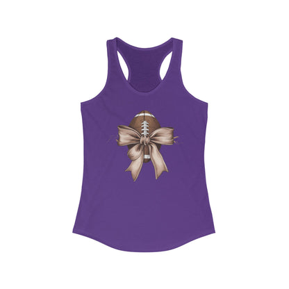 Bow with a Football Women's Racerback Tank Top, Perfect for Game Day, Sports Events, Tailgating, and Everyday Wear
