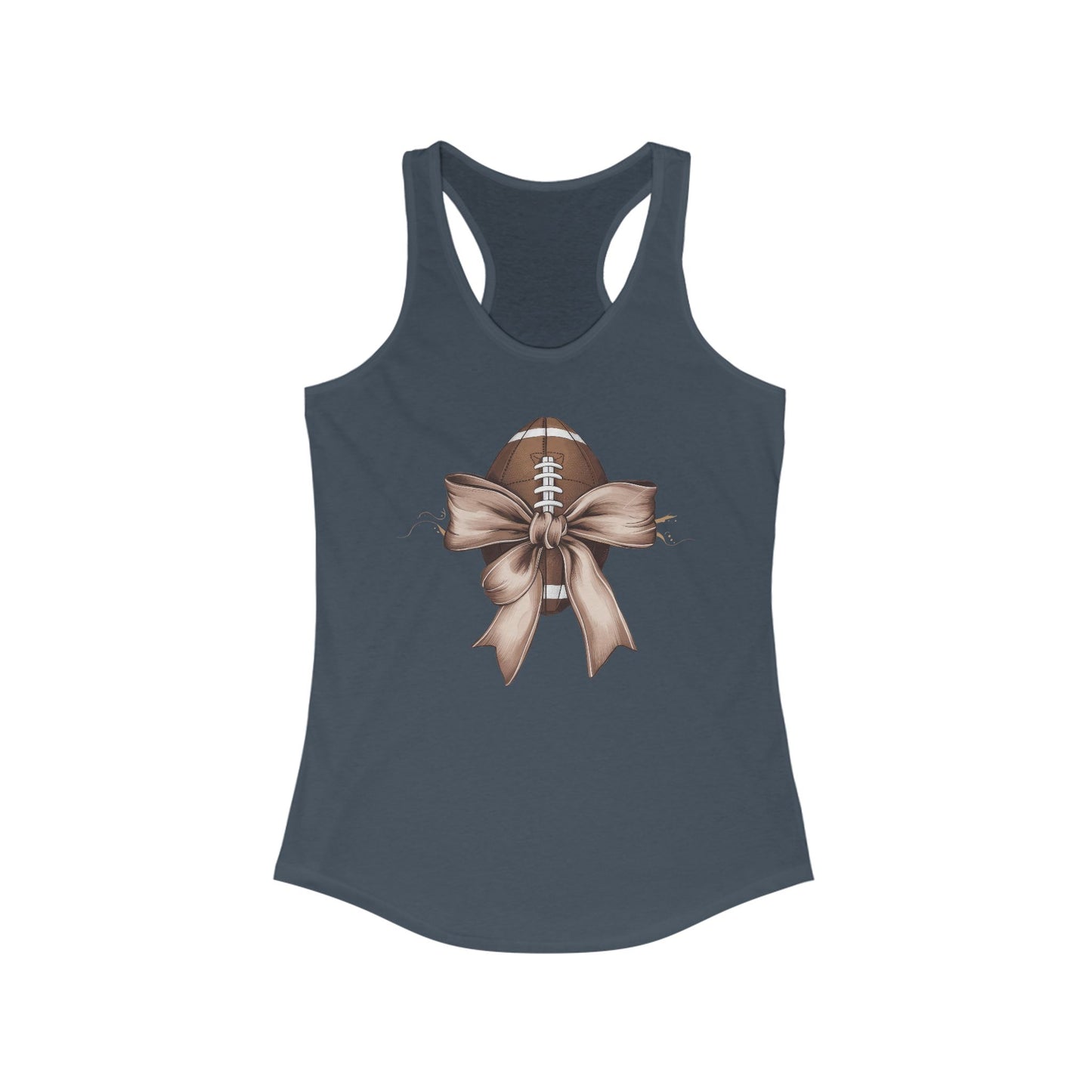 Bow with a Football Women's Racerback Tank Top, Perfect for Game Day, Sports Events, Tailgating, and Everyday Wear