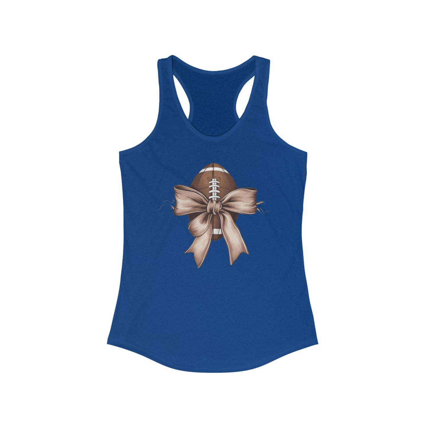Bow with a Football Women's Racerback Tank Top, Perfect for Game Day, Sports Events, Tailgating, and Everyday Wear