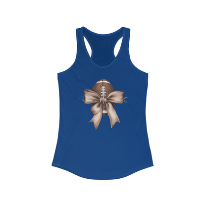 Bow with a Football Women's Racerback Tank Top, Perfect for Game Day, Sports Events, Tailgating, and Everyday Wear