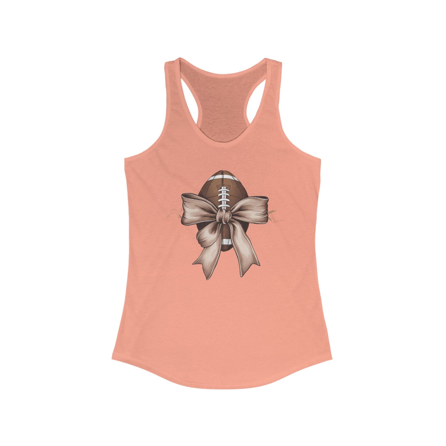 Bow with a Football Women's Racerback Tank Top, Perfect for Game Day, Sports Events, Tailgating, and Everyday Wear
