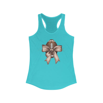 Bow with a Football Women's Racerback Tank Top, Perfect for Game Day, Sports Events, Tailgating, and Everyday Wear