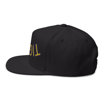 Tigers Embroidered Flat Bill Cap with 'TIGERS' Design, Trendy Snapback Hat, Sports Fan Gear, Casual Wear, Unique Gift for Him/Her