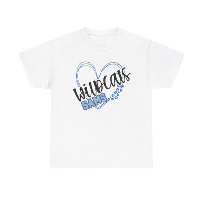 SAMS Wildcats Love Unisex Tee, Cute Cotton Shirt, School Spirit Apparel, Family Gatherings, Casual Wear, Gift for Students, Personalized Designs