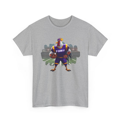 F-CAW-F Football Rooster, Purple and Gold , Sporty Unisex Heavy Cotton Tee