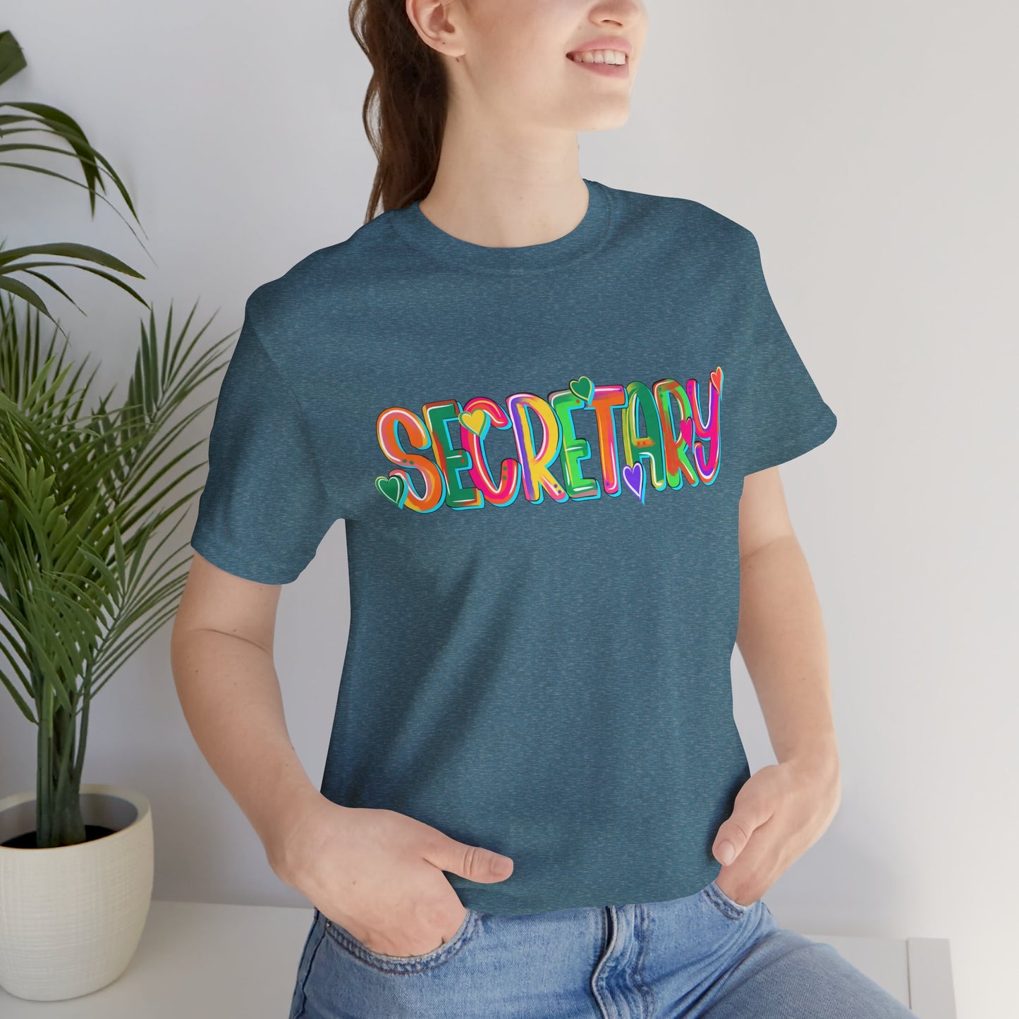 Colorful Secretary Unisex Tee, Fun School Admin