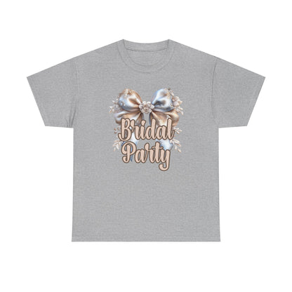 Bridal Party Bow Unisex Heavy Cotton Tee, Wedding Gift, Bridal Shower Tee, Engagement Outfit, Bachelorette Party Apparel