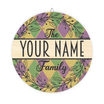Personalized, Family Name, Mardi Gras, Louisiana, Fleur De Lis,  Door, Decor, Sign, Wreath, Wooden Door Hanger