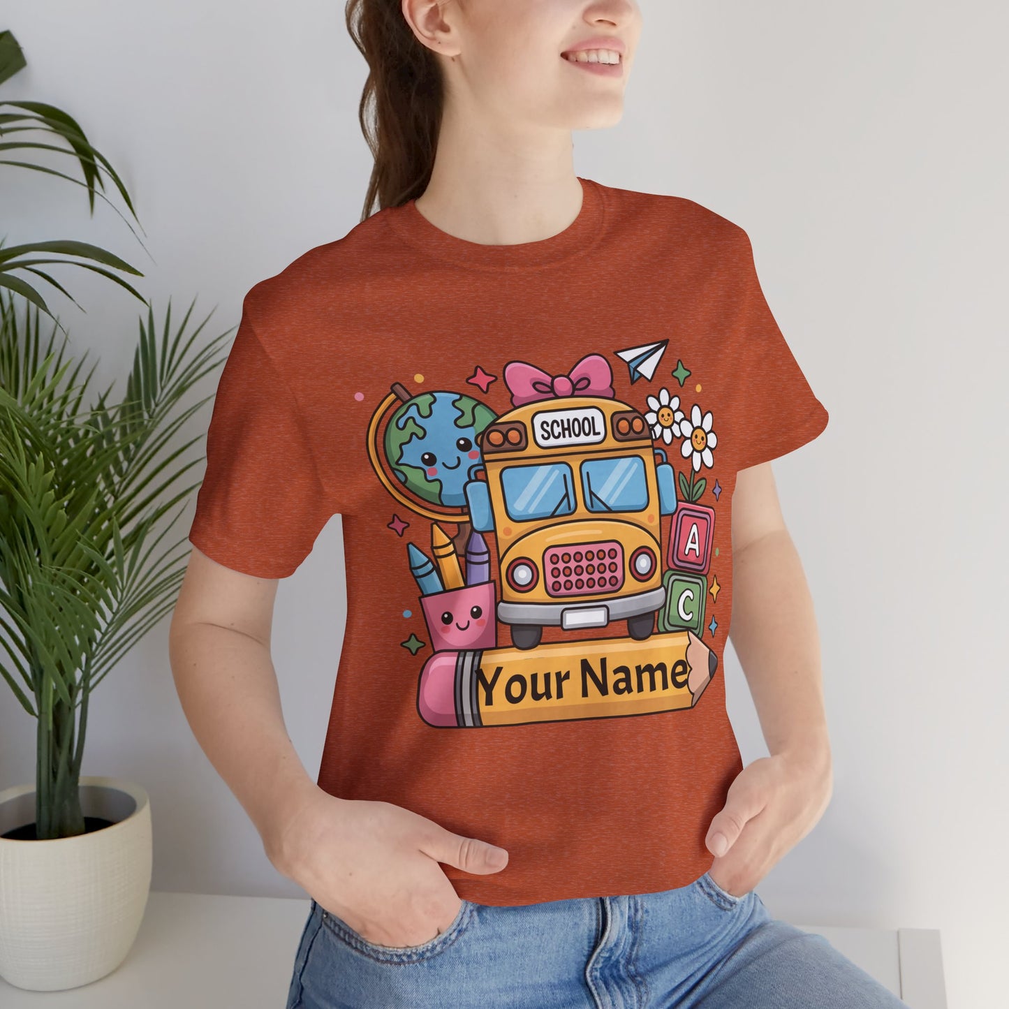 Personalized School Bus T-Shirt for Kids, Fun Graphic Tee, Back to School