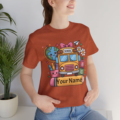 Personalized School Bus T-Shirt for Kids, Fun Graphic Tee, Back to School