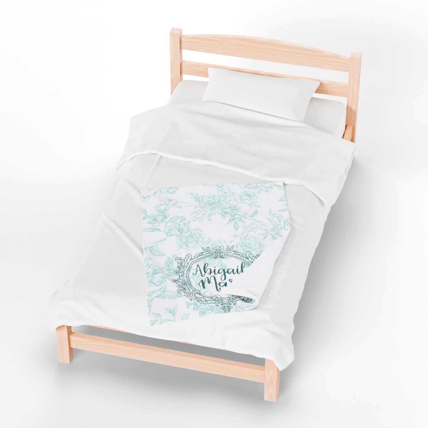 Personalized Velveteen Plush Blanket, Newborn, Baby, Nursery, Infant, Shower Gift, Hospital Blanket, green floral