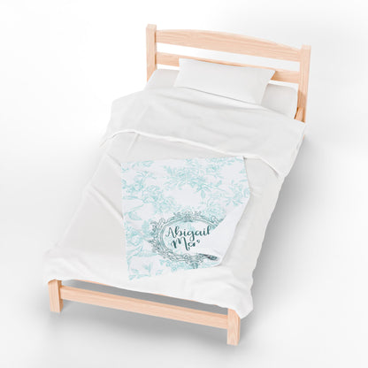 Personalized Velveteen Plush Blanket, Newborn, Baby, Nursery, Infant, Shower Gift, Hospital Blanket, green floral
