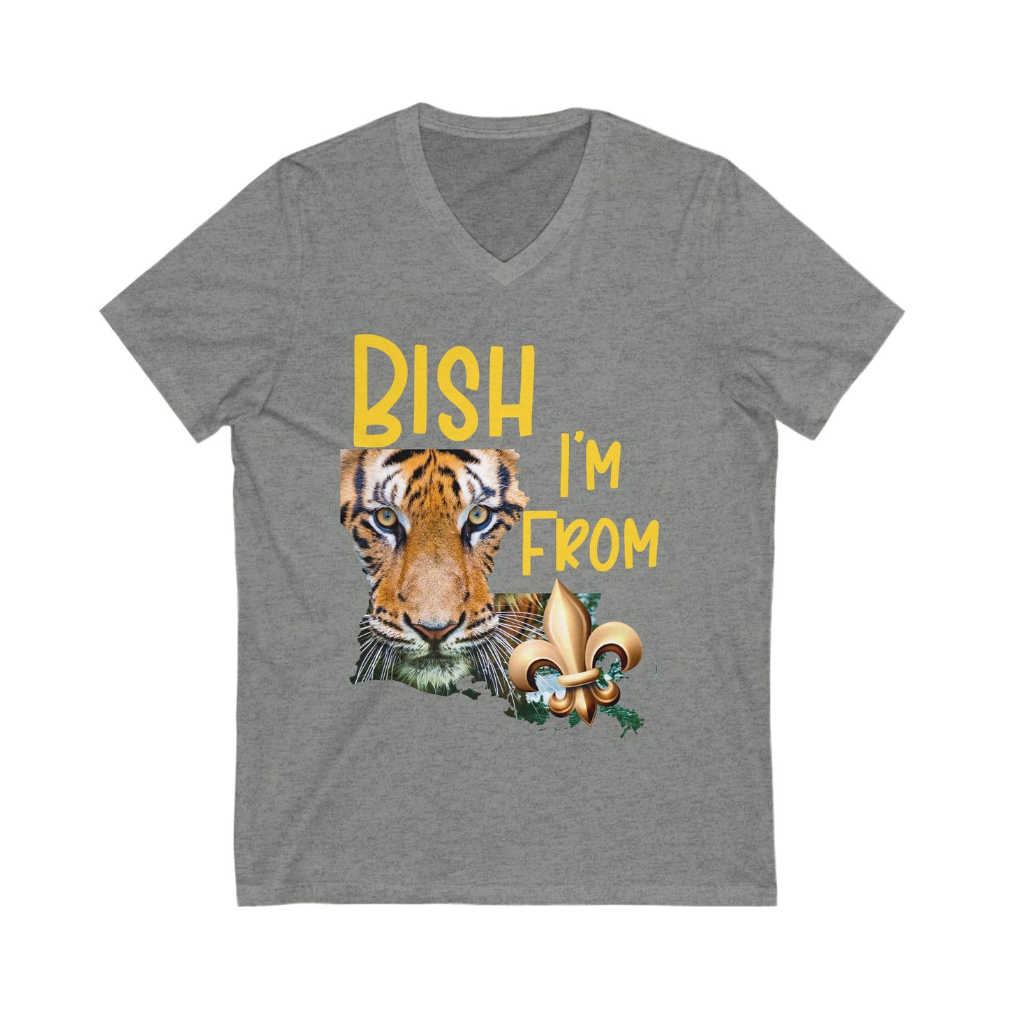 Vibrant Graphic Tee featuring 'BISH I'm FROM' with Tiger & Fleur-de-lis, Casual Wear,