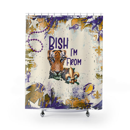 Colorful Shower Curtain with Tiger Design, I'm From Louisiana, Tiger pride in your bathroom!