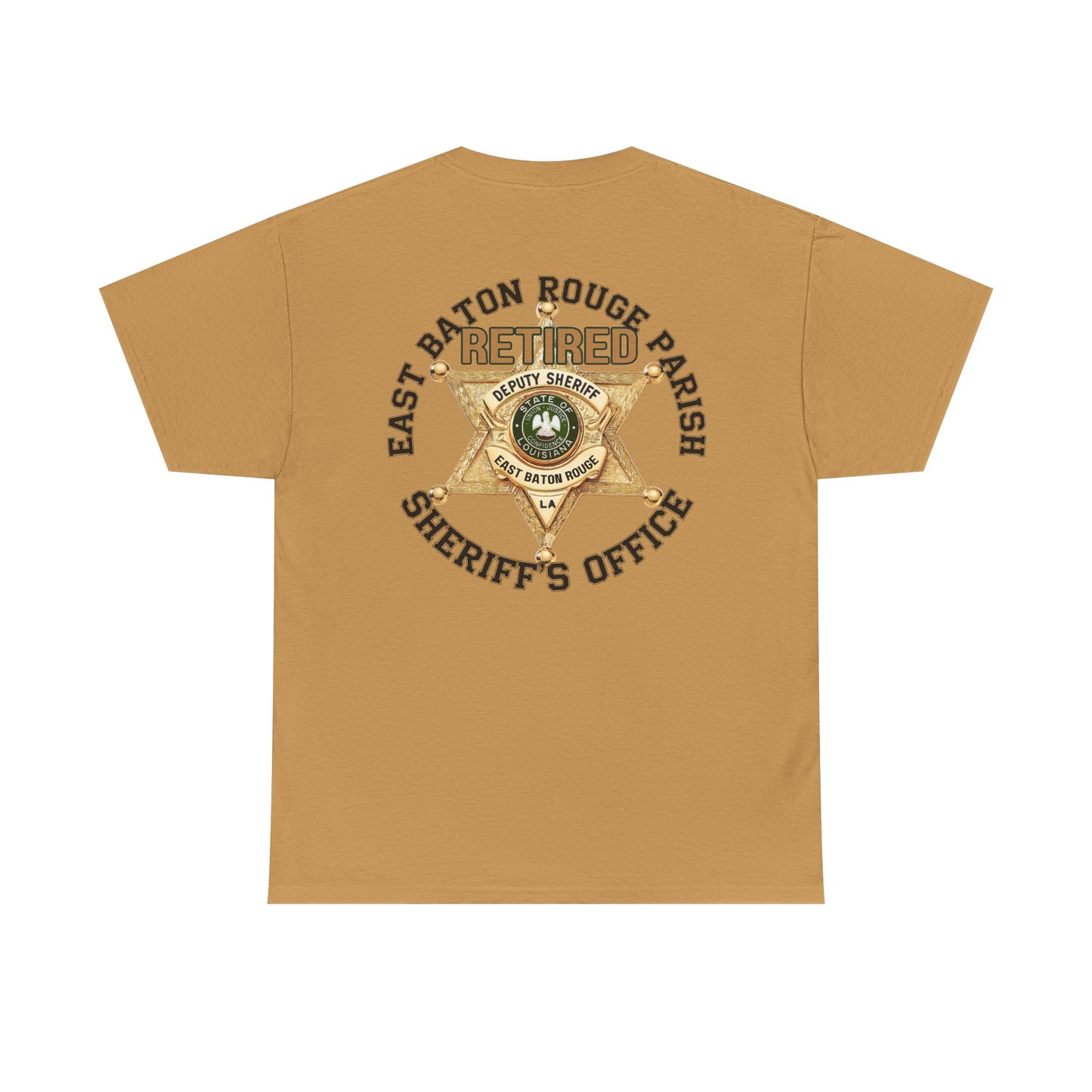 Pocket Front, Design on Back EBRSO Badge Retired Sheriff Heavy Cotton Tee, Unisex Tee, Law Enforcement Gift, Retirement Celebration T-shirt