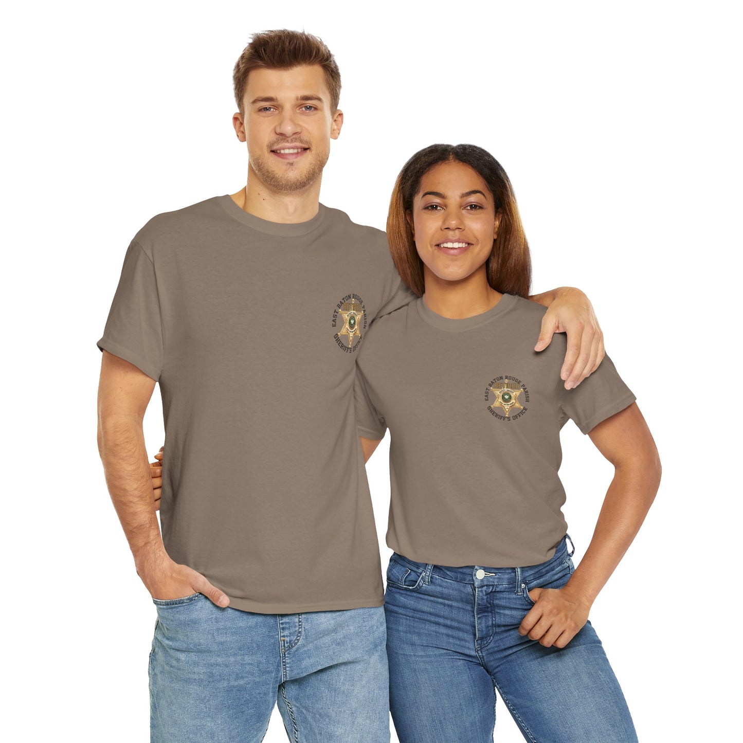 Pocket Front, Design on Back EBRSO Badge Retired Sheriff Heavy Cotton Tee, Unisex Tee, Law Enforcement Gift, Retirement Celebration T-shirt