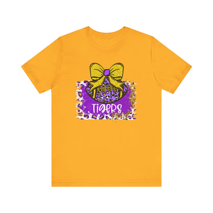 Tigers, Football, Animal Print, Glitter Bow, unisex tshirt tee