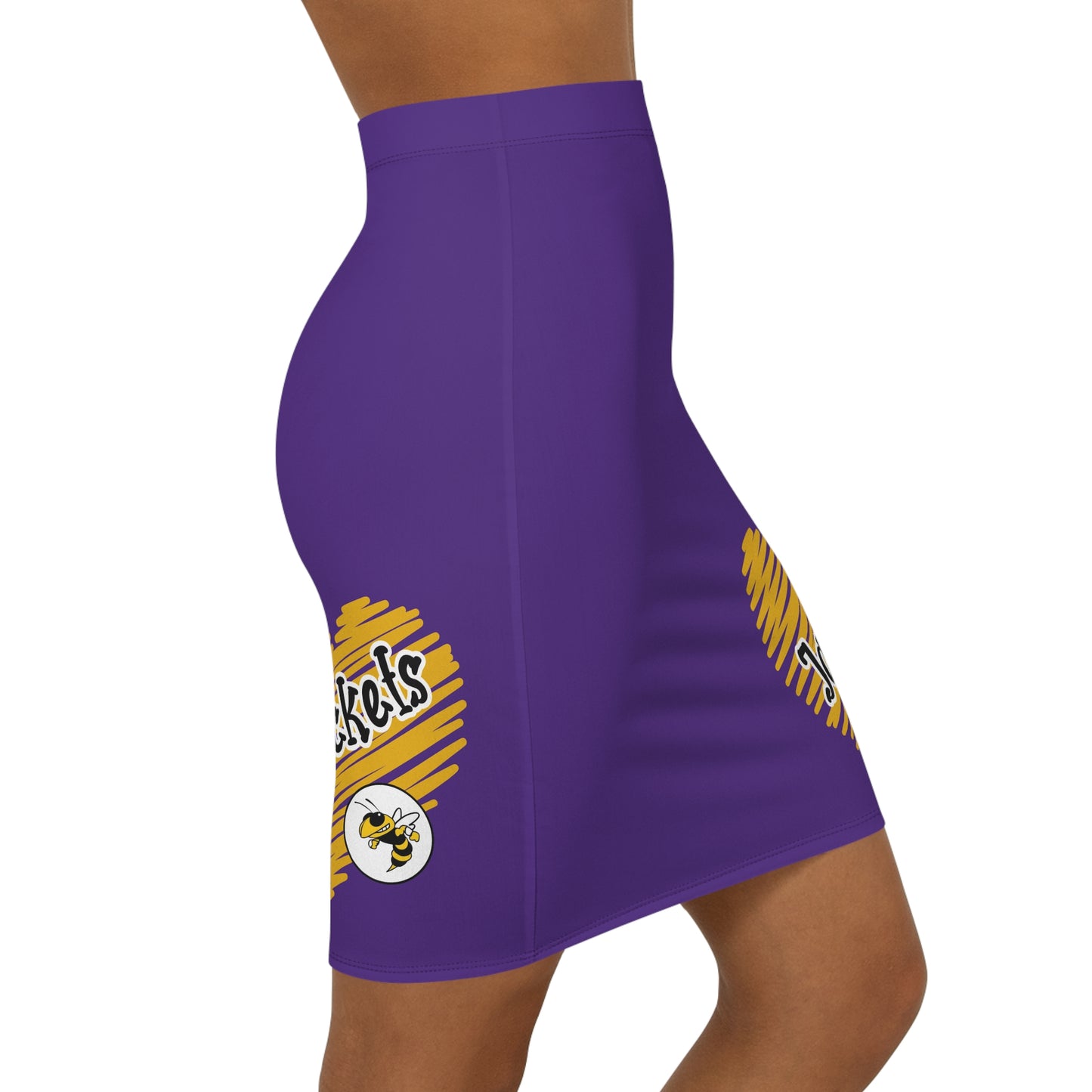 Purple Yellow Jackets Women's Pencil Skirt, Stylish Skirt, Fun Night Out