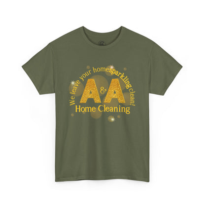 A&A Cleaning Services, Logo, Gold on Purple Crew Neck unisex tshirt, Gildan