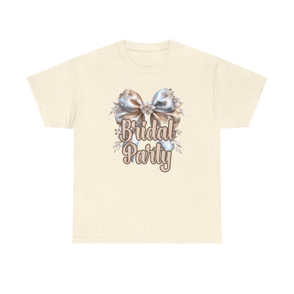 Bridal Party Bow Unisex Heavy Cotton Tee, Wedding Gift, Bridal Shower Tee, Engagement Outfit, Bachelorette Party Apparel