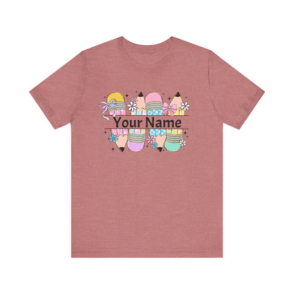 Personalized Back to School Pencil with your name design, on a bella canvas shirt