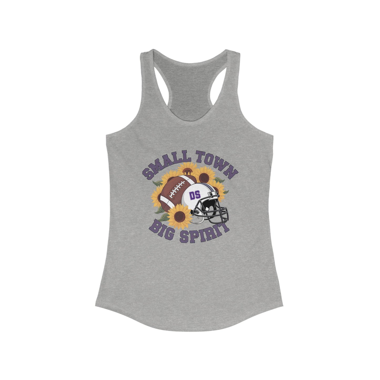 Small town, Big Spirit, Denham Springs, Football, Women's Racerback Tank Top, Perfect for Game Day, Sports Events, Tailgating, and Everyday Wear