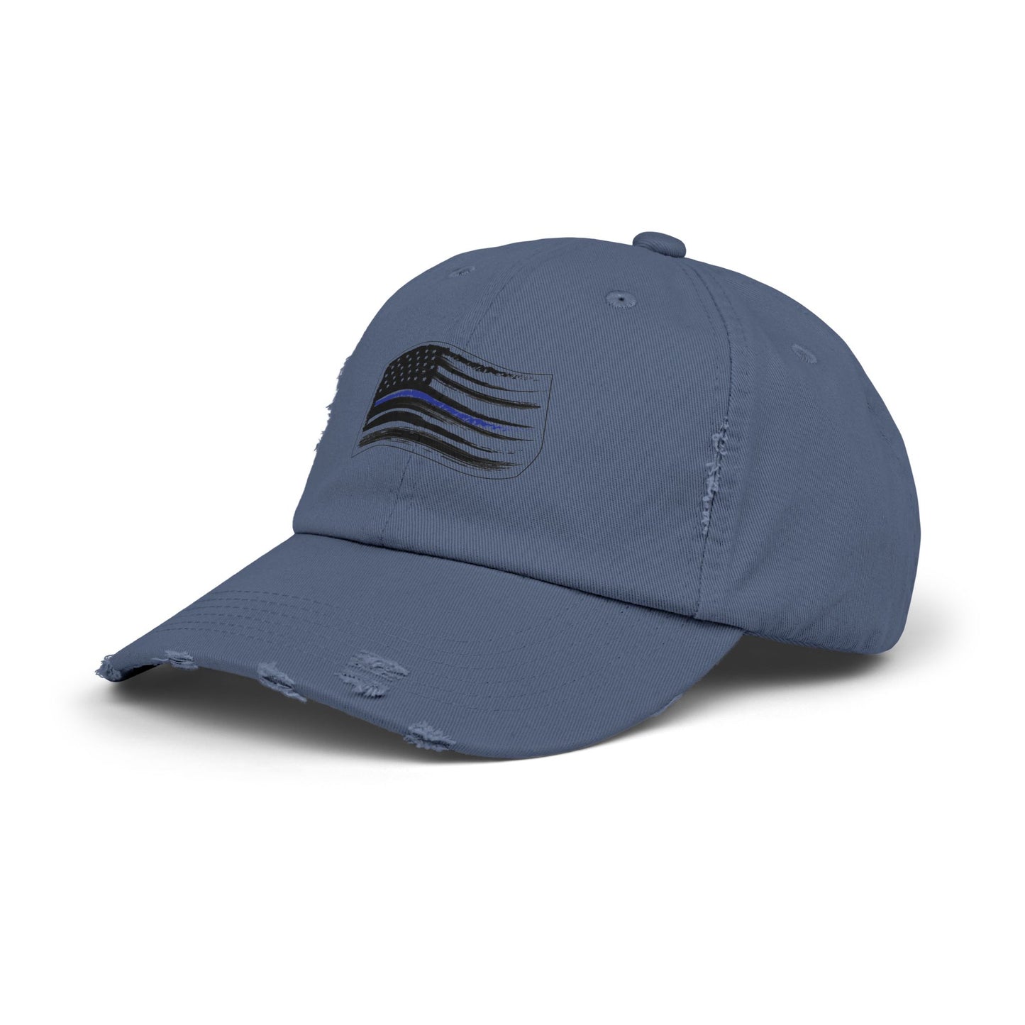 Thin Blue Line Flag, Unisex Distressed Cap, Funny Hat, Casual Gift, Everyday Wear, Cool Accessory, Adjustable Cap