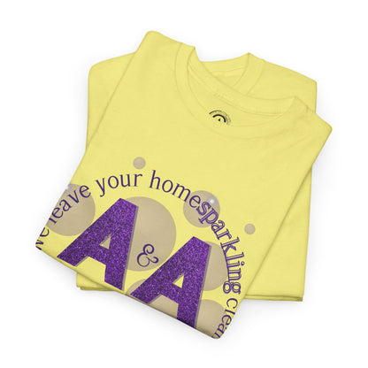 A&A Cleaning Services, Logo, Purple on Gold Crew Neck unisex tshirt, Gildan