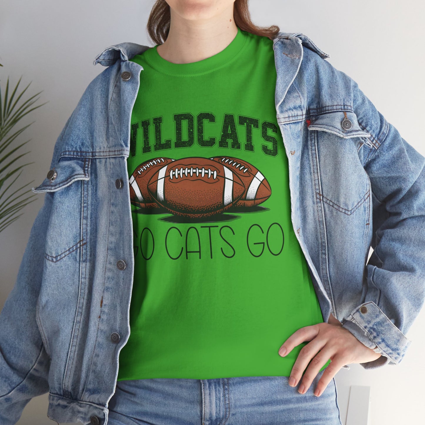 Wildcats Football Spirit Tee - Unisex Heavy Cotton T-Shirt for Fans, Game Day, Tailgating, Sports Events, Gift for Her/Him