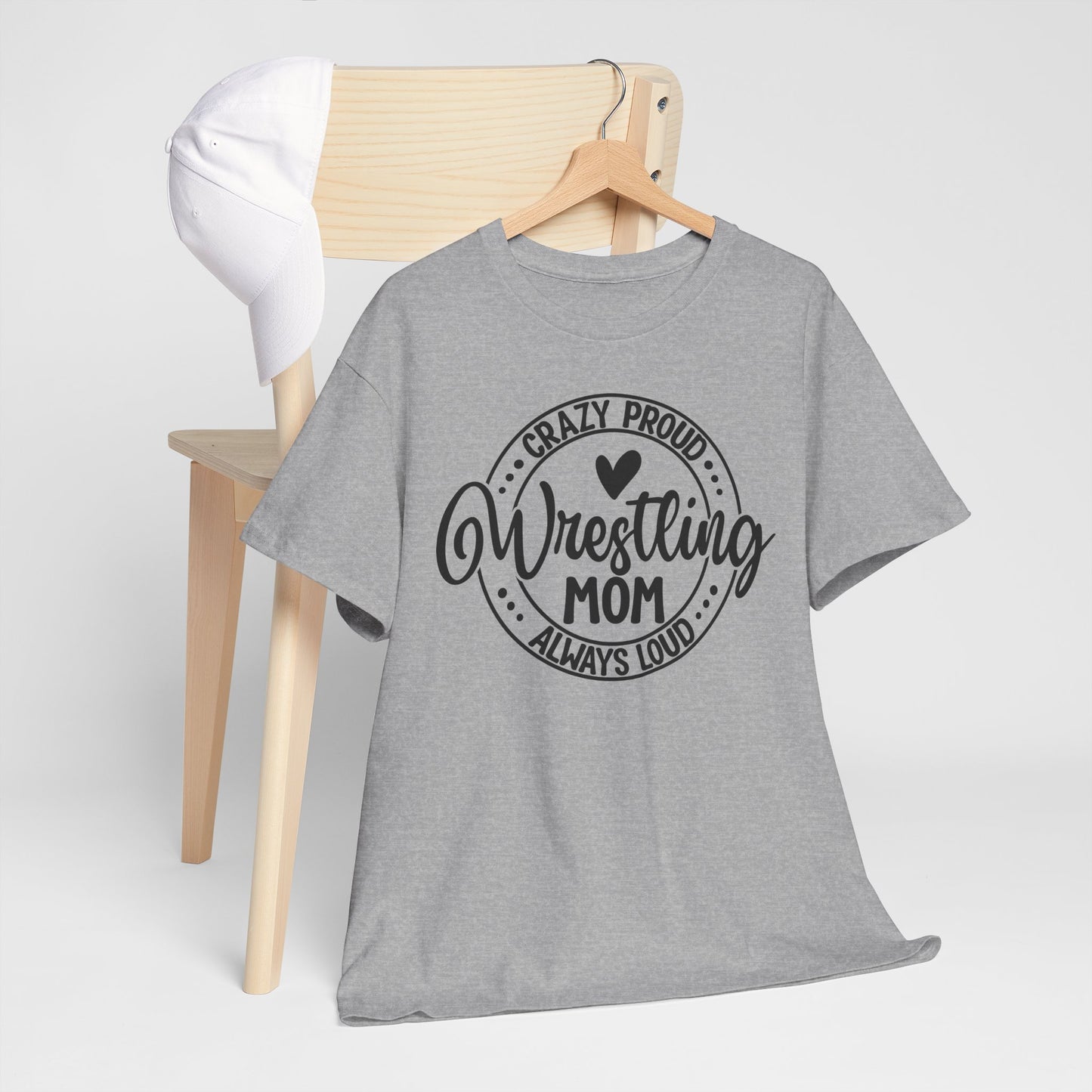 Wrestling Mom Tee, Unisex Heavy Cotton Tee, Proud Mom Shirt, Gift for Wrestling Moms, Sports Apparel, Birthday Gift