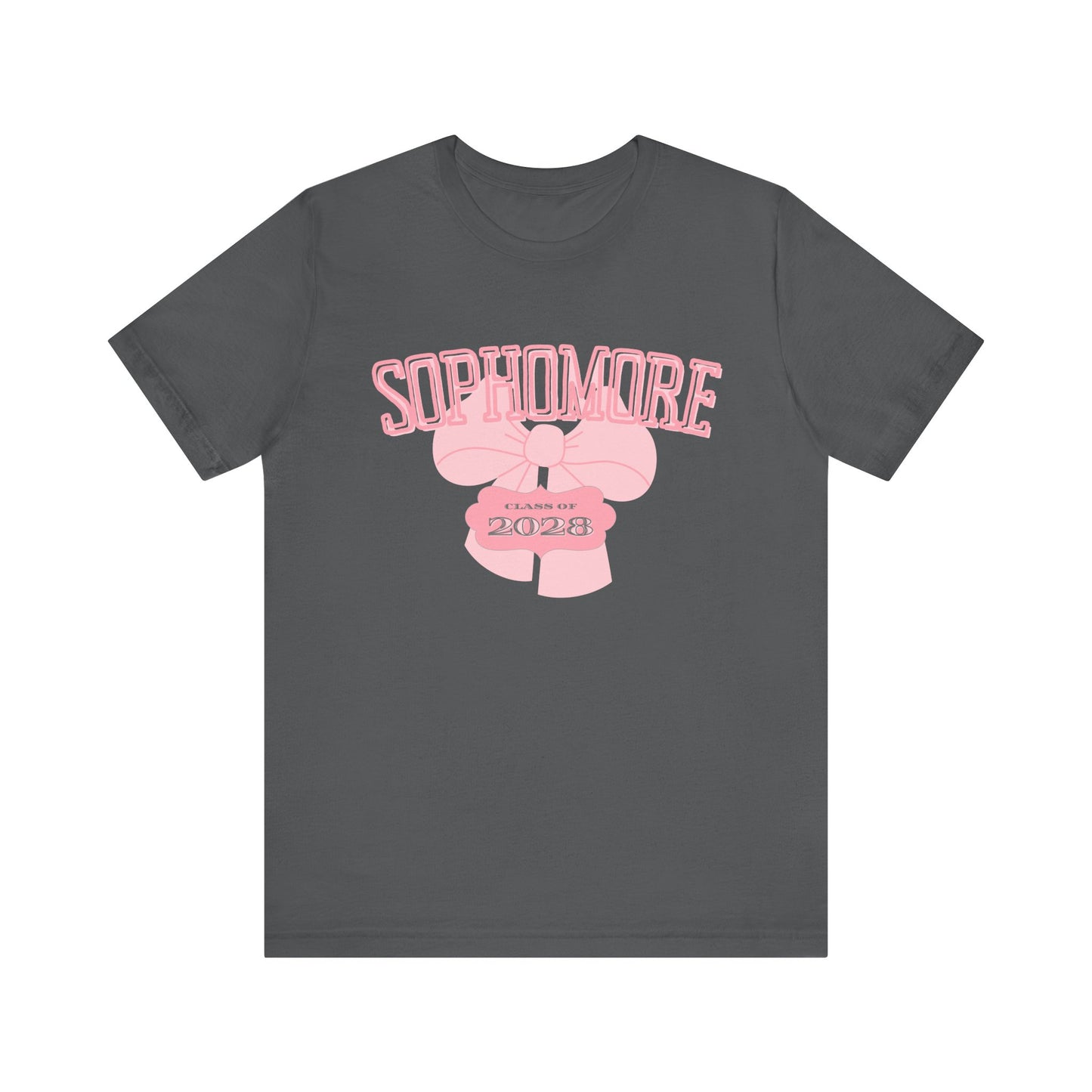 Sophomore Class of 2028 Bow Graphic Bella Canvas Tee, Cute College Shirt, Unisex Short Sleeve Top, Gift for Students, High School Graduation Apparel