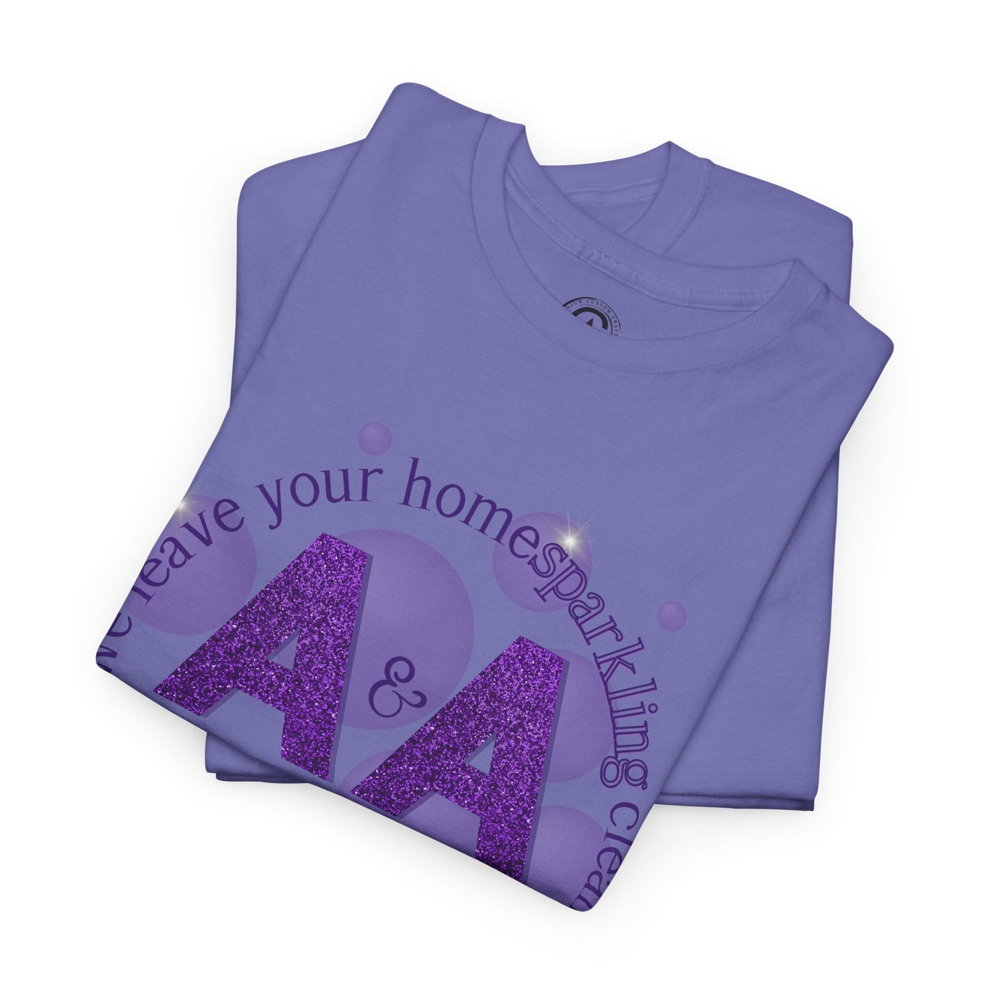 A&A Cleaning Services, Logo, Purple on Gold Crew Neck unisex tshirt, Gildan