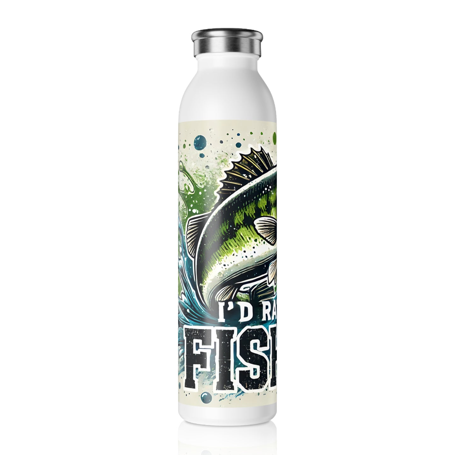 I'd Rather Be Fishing Slim Water Bottle, Outdoor Gear, Fisherman Gift, Sports Bottle, Eco-Friendly Hydration, Fishing Enthusiast Enjoyment